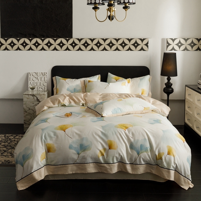 91家纺网 家纺一手货源 找家纺 金奇达2025新款【浮光半夏】-茧养莱赛尔四件套（标准号全网控价（折后券后）不低于258元） 嫣然时光