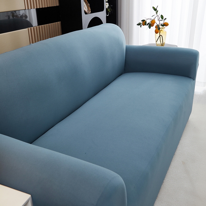91家纺网 家纺一手货源 找家纺 共鸣沙发套 新款牛奶丝覆膜防水纯色系列沙发套 孔雀蓝