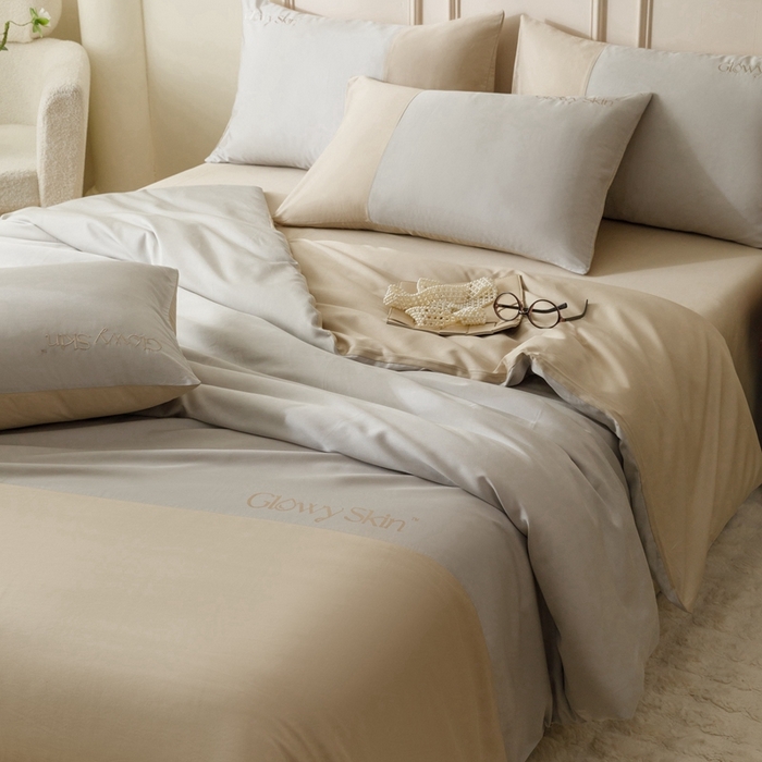 91家纺网 家纺一手货源 找家纺 金奇达2025新款【黛拉】-茧养莱赛尔四件套（标准号全网控价（折后券后）不低于228元） 黛拉-咖灰