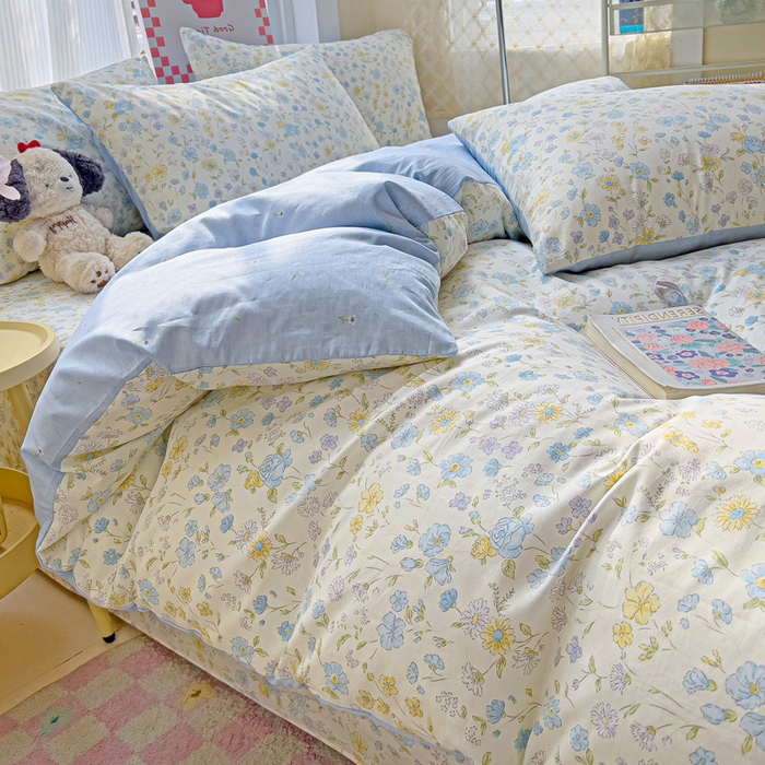 91家纺网 家纺一手货源 找家纺 棉生活家纺 2025新款ins全棉小清新系列四件套 向阳花开