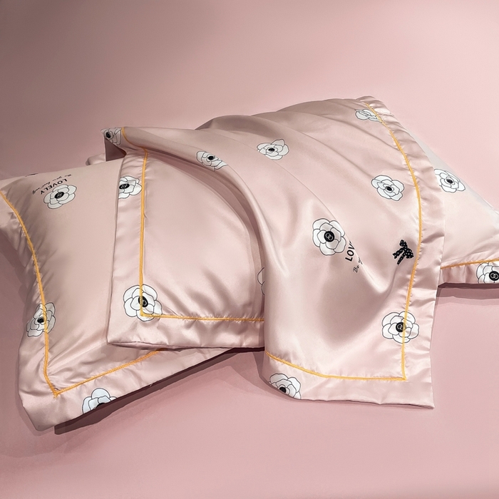 91家纺网 家纺一手货源 找家纺 佳品居 2025新款直播水洗天丝夏被冰丝夏凉被空调被四件套 香格丽粉