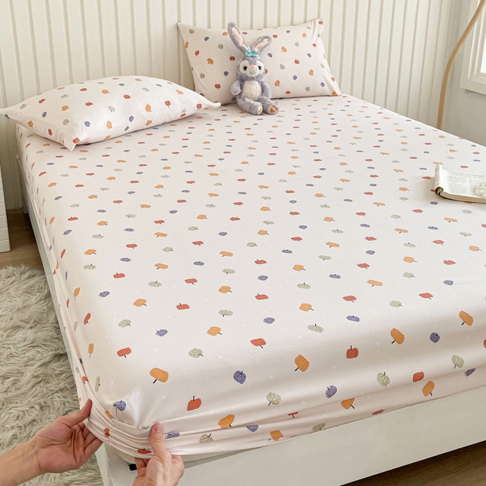 91家纺网 家纺一手货源 找家纺 芯元素 2025新款针织双层纱印花床笠 小南瓜