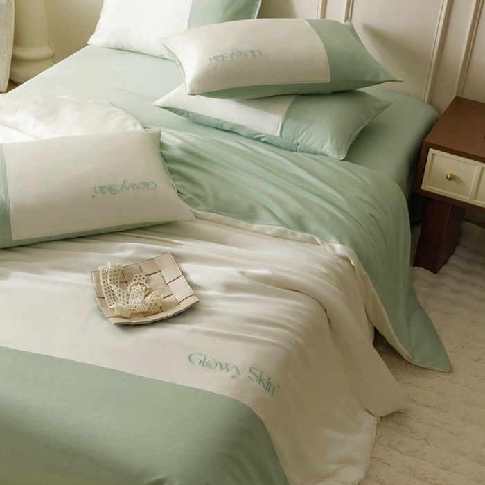 91家纺网 家纺一手货源 找家纺 金奇达2025新款【黛拉】-茧养莱赛尔四件套（标准号全网控价（折后券后）不低于228元） 黛拉-香草绿