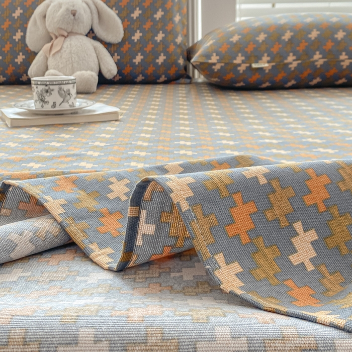 91家纺网 家纺一手货源 找家纺 米柳2025新款原棉老粗布凉席系列 摩尔