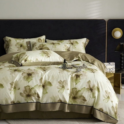 91家纺网 家纺一手货源 找家纺 （总）金奇达2025新款【浮光花漾】-茧养莱赛尔四件套（标准号全网控价（折后券后）不低于258元）