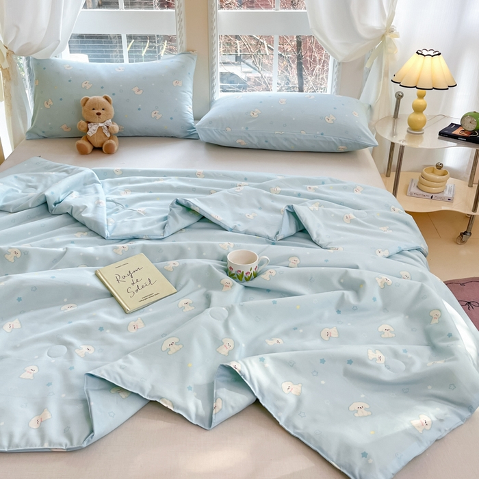 91家纺网 家纺一手货源 找家纺 星巴k家纺 2025糯糯棉A类大豆蛋白纤维夏凉被双层纱水洗棉夏被大豆被 小奶狗