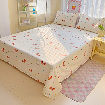 棉生活家纺 2025新款ins全棉小清新系列单品床单 狗狗联盟