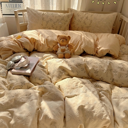 91家纺网 家纺一手货源 找家纺 （总）顾里2025新款蕾丝花边云感双层纱套件四件套