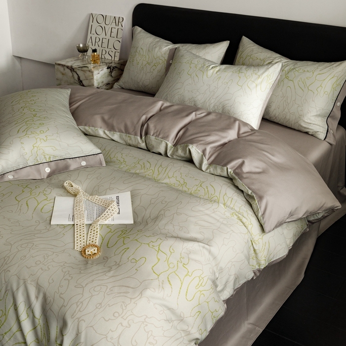 91家纺网 家纺一手货源 找家纺 金奇达2025新款【浮光半夏】-茧养莱赛尔四件套（标准号全网控价（折后券后）不低于258元） 安然绿