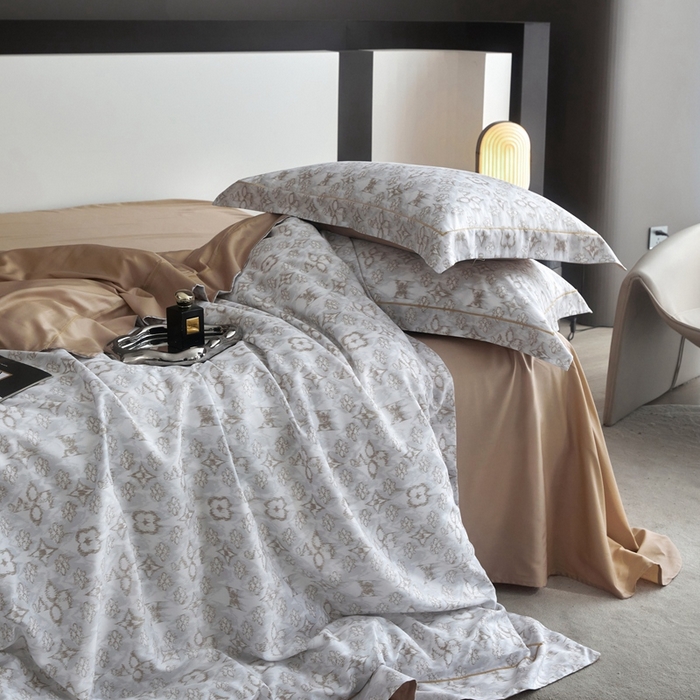 91家纺网 家纺一手货源 找家纺 金奇达2025新款【 巴赫之音】-茧养莱赛尔四件套（标准号全网控价（折后券后）不低于258元） 佩洛斯-奶咖