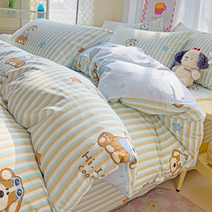 棉生活家纺 2025新款ins全棉小清新系列单品被套 派对小狗