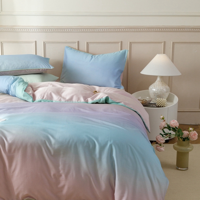 91家纺网 家纺一手货源 找家纺 金奇达2025新款【格林】-轻氧水光莱赛尔四件套（标准号全网控价（折后券后）不低于268元） 星河入梦