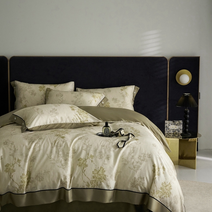 91家纺网 家纺一手货源 找家纺 金奇达2025新款【浮光花漾】-茧养莱赛尔四件套（标准号全网控价（折后券后）不低于258元） 林下风致-绿