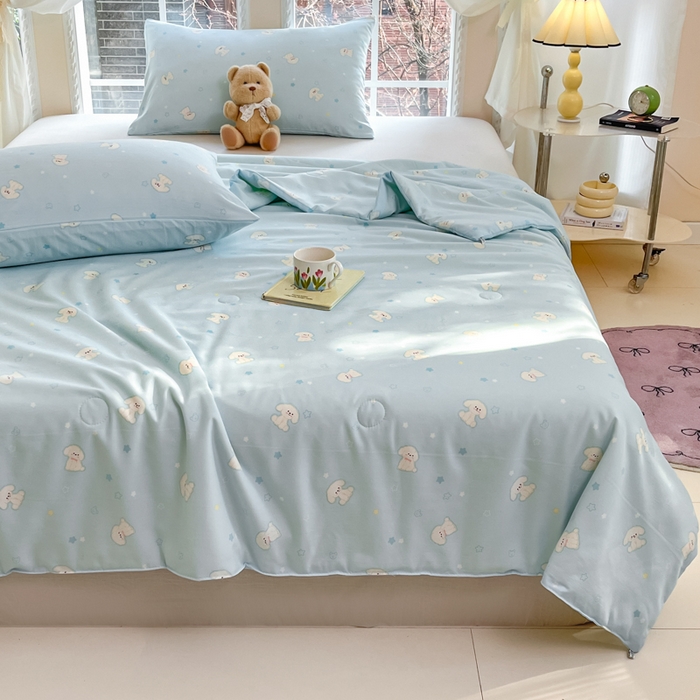 91家纺网 家纺一手货源 找家纺 星巴k家纺 2025糯糯棉A类大豆蛋白纤维夏凉被双层纱水洗棉夏被大豆被 小奶狗