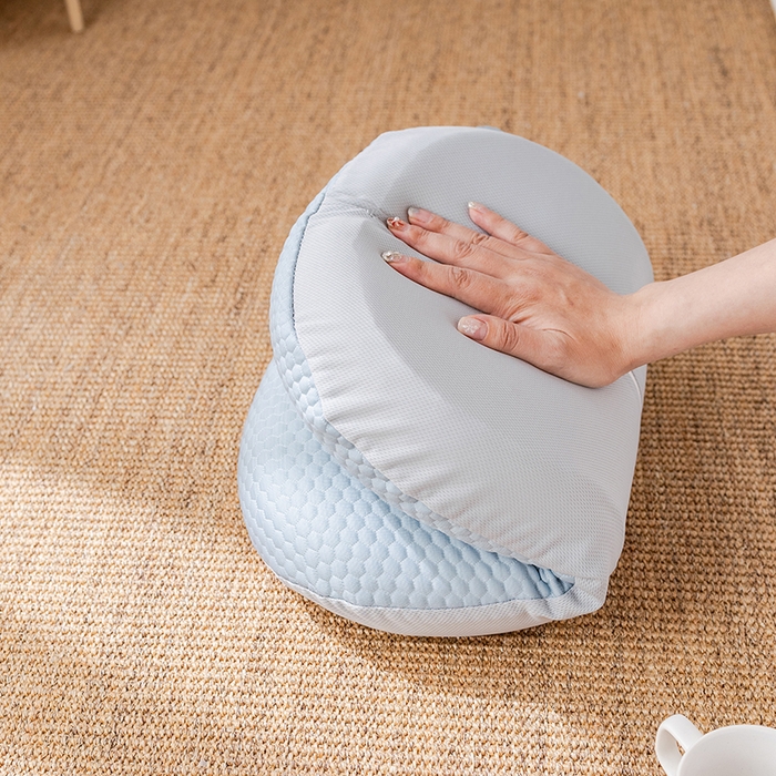 91家纺网 家纺一手货源 找家纺  2025新款慢回弹冰豆凉枕枕头枕芯 猫肚冰枕 蓝