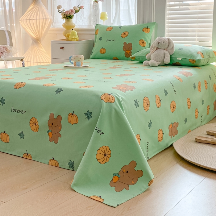 91家纺网 家纺一手货源 找家纺 米柳2025新款原棉老粗布凉席系列 南瓜小熊