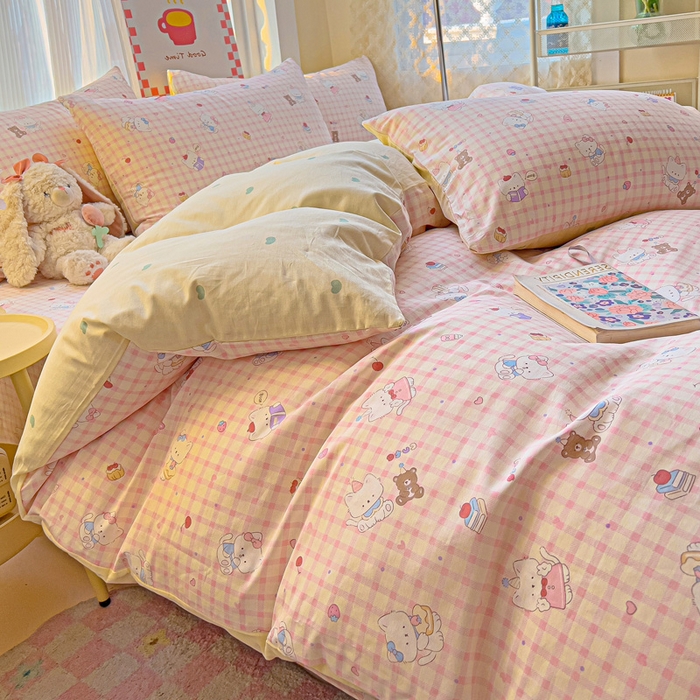 91家纺网 家纺一手货源 找家纺 棉生活家纺 2025新款ins全棉小清新系列四件套 甜美梦境