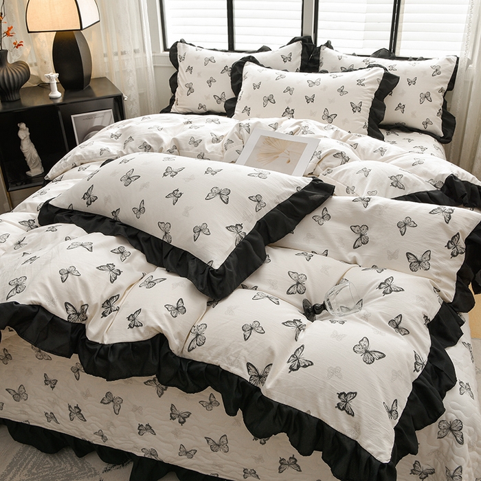 91家纺网 家纺一手货源 找家纺 （总）斯尔顿 2025新款水洗棉赫本风床盖四件套