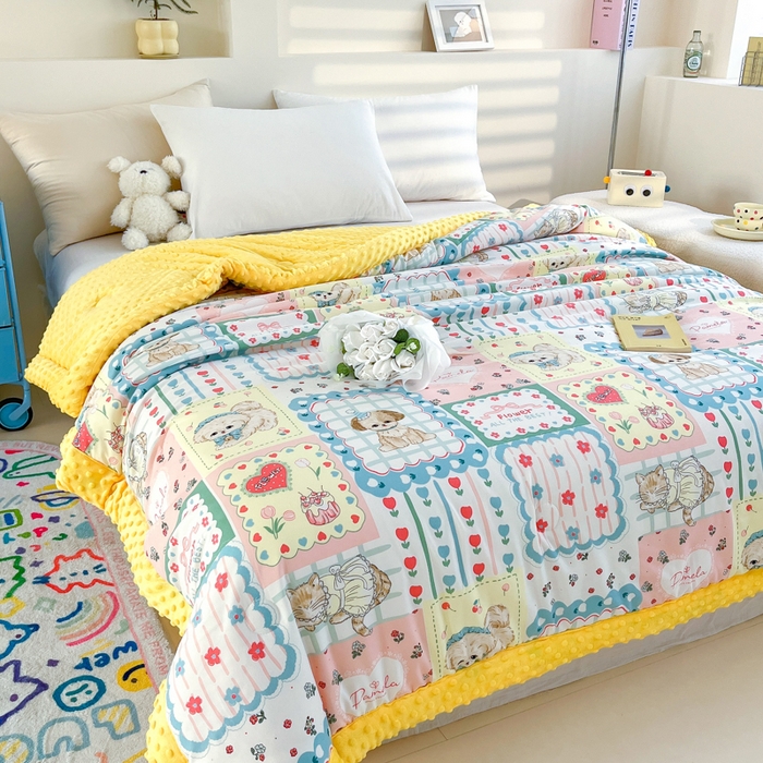 91家纺网 家纺一手货源 找家纺 爱宝被业 2025新款豆豆夏被 猫狗之家