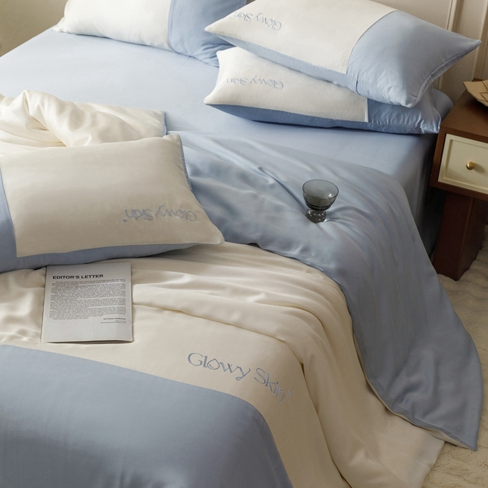 91家纺网 家纺一手货源 找家纺 金奇达2025新款【黛拉】-茧养莱赛尔四件套（标准号全网控价（折后券后）不低于228元） 黛拉-海风蓝