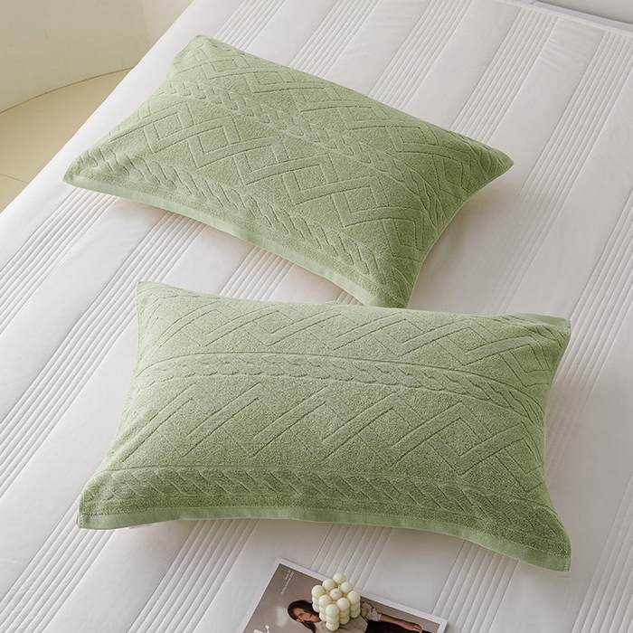 91家纺网 家纺一手货源 找家纺 悦然毛巾被 2025新款全棉老式枕巾毛圈款 旧时光灰青一只