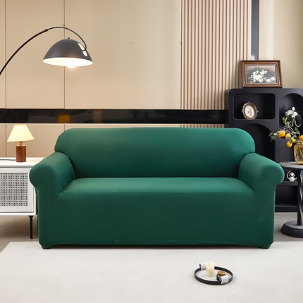 91家纺网 家纺一手货源 找家纺 共鸣沙发套 新款牛奶丝覆膜防水纯色系列沙发套 墨绿色