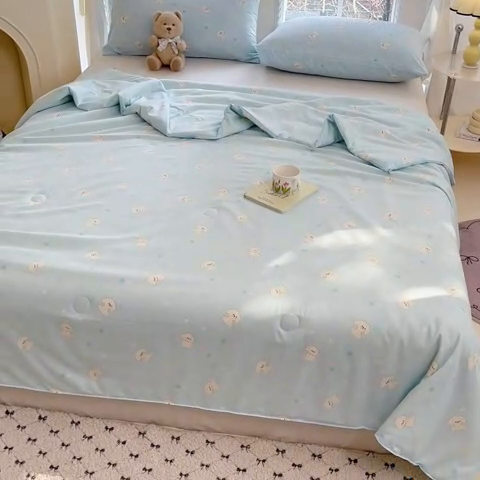 91家纺网 家纺一手货源 找家纺 星巴k家纺 2025糯糯棉A类大豆蛋白纤维夏凉被双层纱水洗棉夏被大豆被 小奶狗