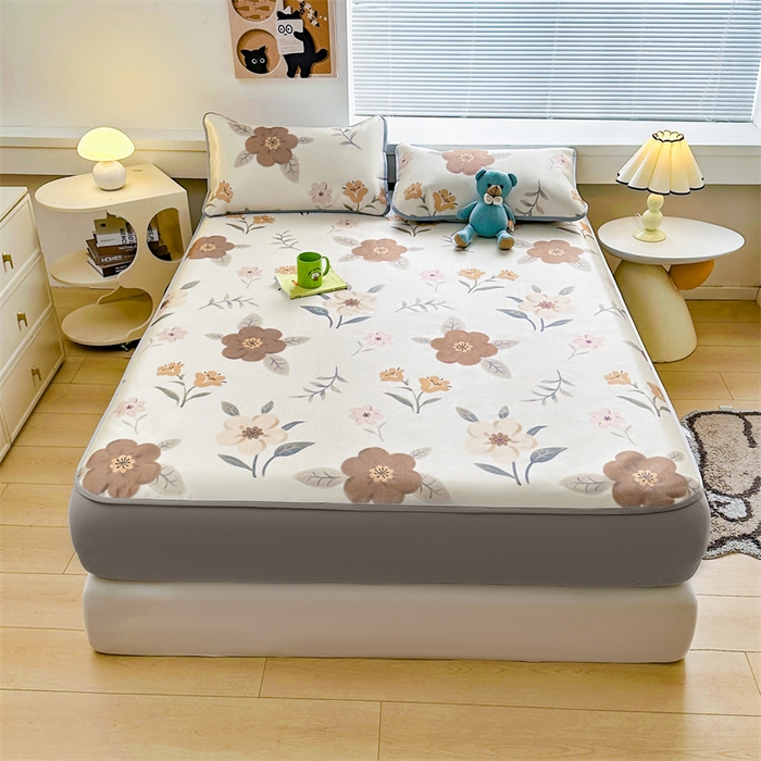 91家纺网 家纺一手货源 找家纺 雯豆家纺 2025夏季新品冰藤印花床笠三件套加厚冰丝软藤席小清新印花床罩单件 冰藤席-床笠款-花开富贵