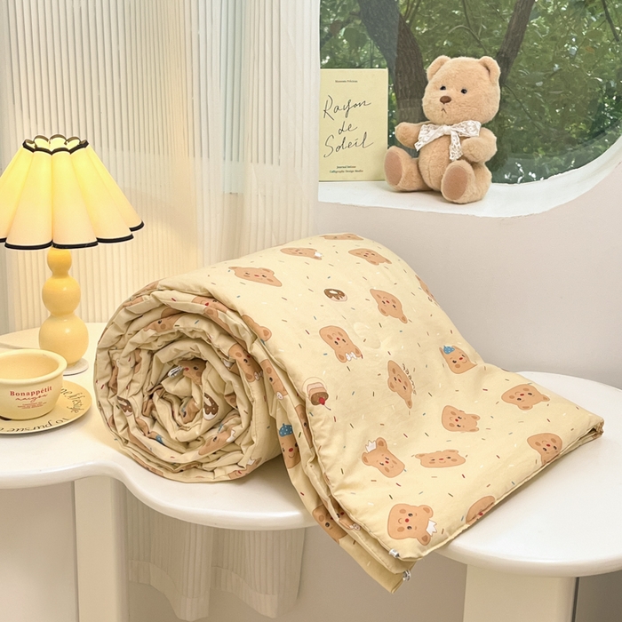 91家纺网 家纺一手货源 找家纺 星巴k家纺 2025糯糯棉A类大豆蛋白纤维夏凉被双层纱水洗棉夏被大豆被 芝士小熊