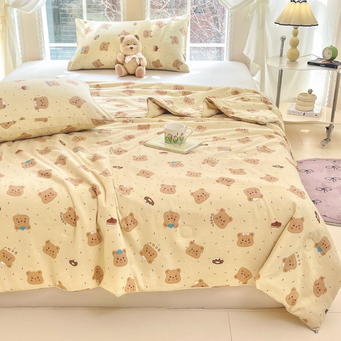 91家纺网 家纺一手货源 找家纺 星巴k家纺 2025糯糯棉A类大豆蛋白纤维夏凉被双层纱水洗棉夏被大豆被 芝士小熊