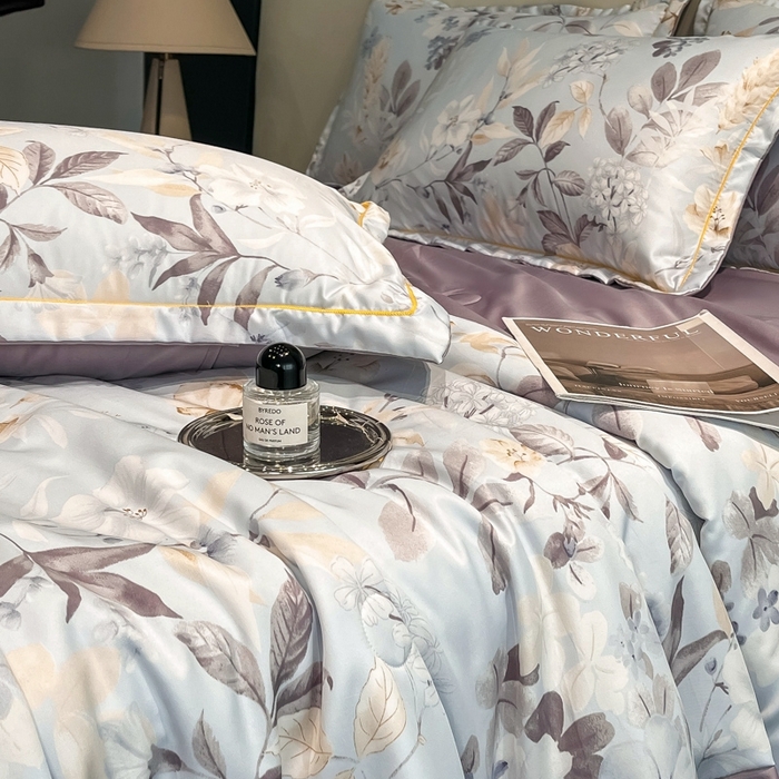 91家纺网 家纺一手货源 找家纺 佳品居 2025新款直播水洗天丝夏被冰丝夏凉被空调被四件套 羽叶