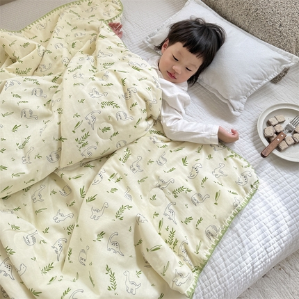暖生活 2025新款儿童全棉双层纱夏被被子被芯 小恐龙