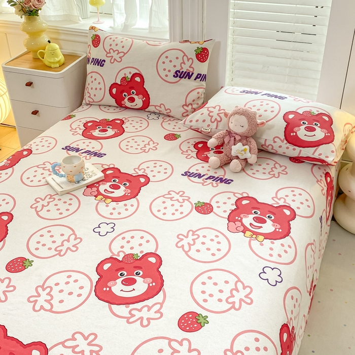 91家纺网 家纺一手货源 找家纺 米柳2025新款原棉老粗布凉席系列 草莓熊