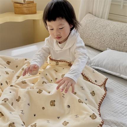 暖生活 2025新款儿童全棉双层纱夏被被子被芯 小棕熊