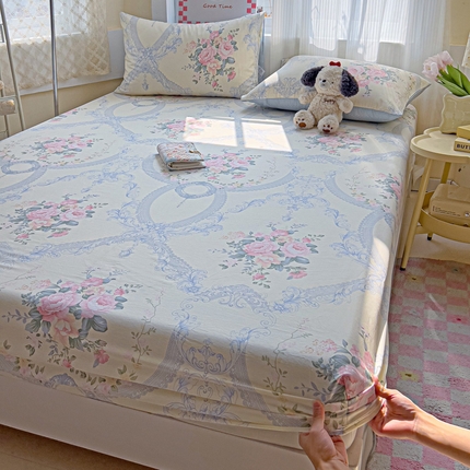 棉生活家纺 2025新款ins全棉小清新系列单品床笠 夏日静香