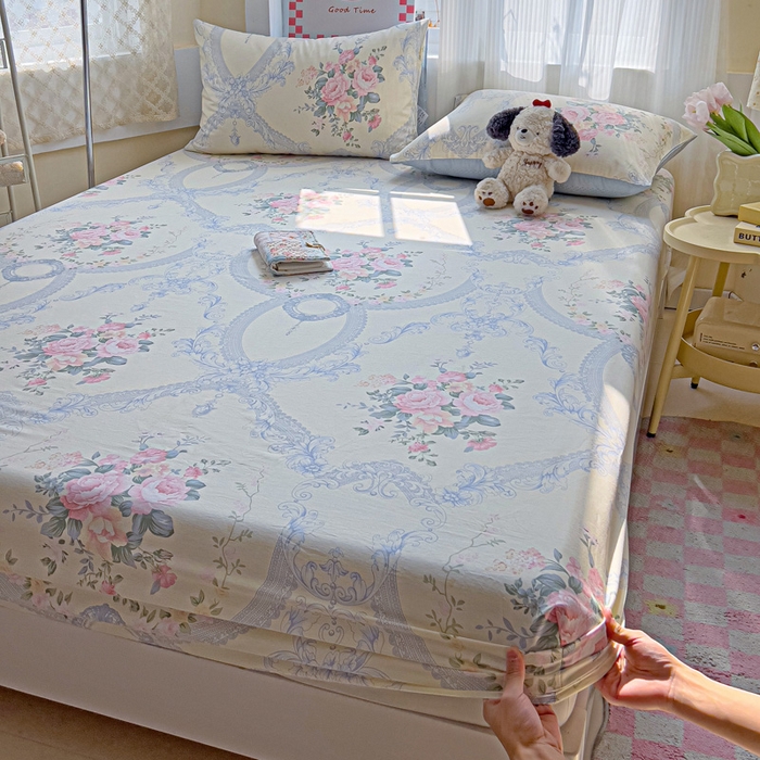 91家纺网 家纺一手货源 找家纺 棉生活家纺 2025新款ins全棉小清新系列单品床笠 夏日静香