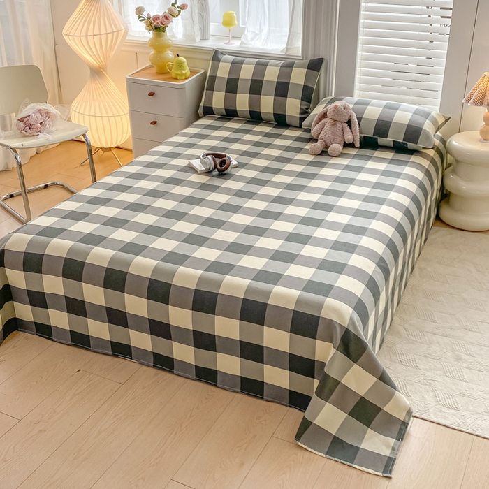 91家纺网 家纺一手货源 找家纺 米柳2025新款原棉老粗布凉席系列 灰白大格