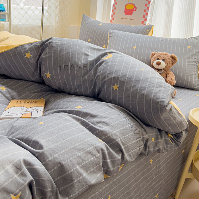 91家纺网 家纺一手货源 找家纺 棉生活家纺 2025新款ins全棉小清新系列四件套 星星月亮