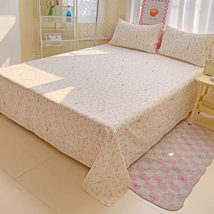 91家纺网 家纺一手货源 找家纺 棉生活家纺 2025新款ins全棉小清新系列单品床单 花中仙子