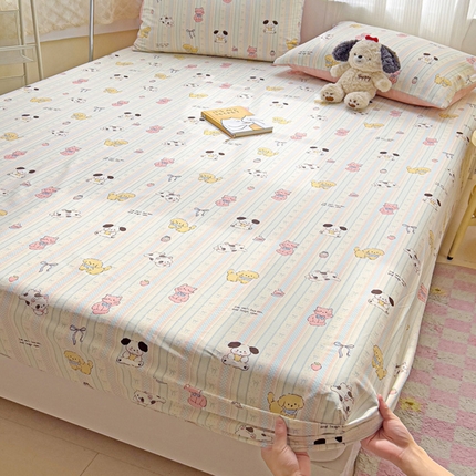棉生活家纺 2025新款ins全棉小清新系列单品床笠 治愈萌宠