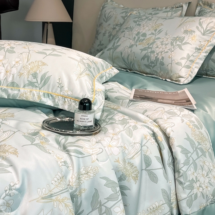 91家纺网 家纺一手货源 找家纺 佳品居 2025新款直播水洗天丝夏被冰丝夏凉被空调被四件套 赛林