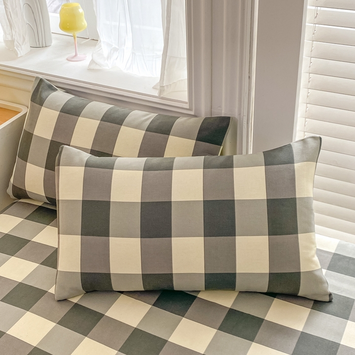 91家纺网 家纺一手货源 找家纺 米柳2025新款原棉老粗布凉席系列 灰白大格