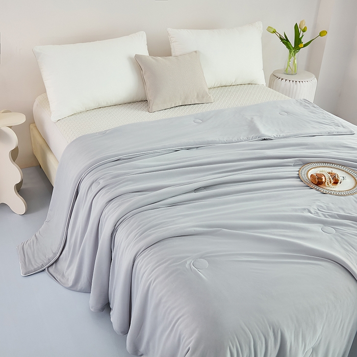 91家纺网 家纺一手货源 找家纺 仟网汇 新款氨纶凉感天丝夏被子被芯冰激凌夏被西瓜凉感丝 冰川灰