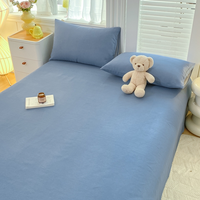 91家纺网 家纺一手货源 找家纺 米柳2025新款原棉老粗布凉席系列 海洋蓝