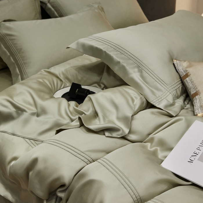 91家纺网 家纺一手货源 找家纺 金奇达2025新款茧养莱赛尔四件套-CR埋绳（标准号全网控价（折后券后）不低于258元） 天青色