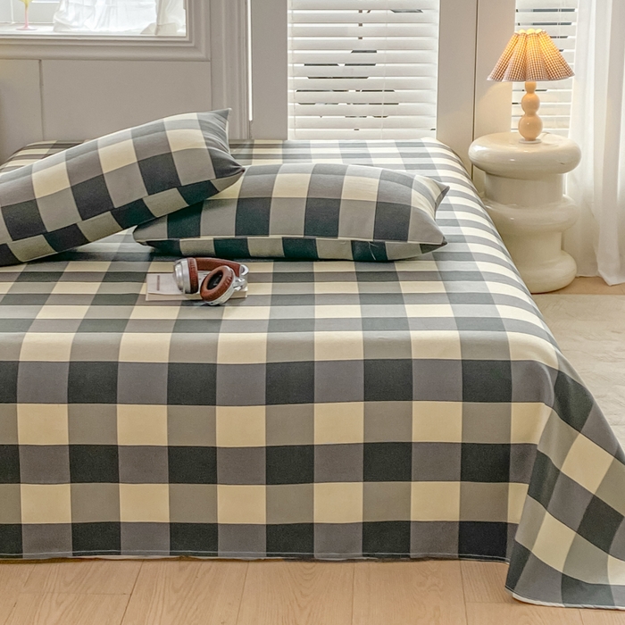 91家纺网 家纺一手货源 找家纺 米柳2025新款原棉老粗布凉席系列 灰白大格