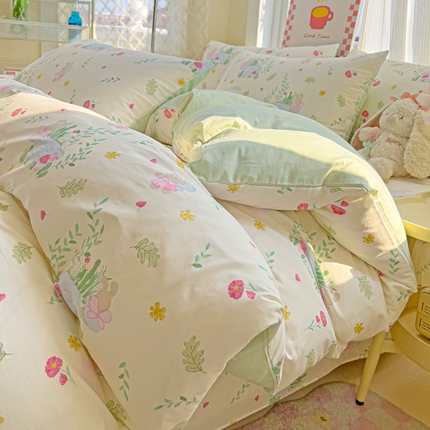 棉生活家纺 2025新款ins全棉小清新系列单品被套 精灵小兔