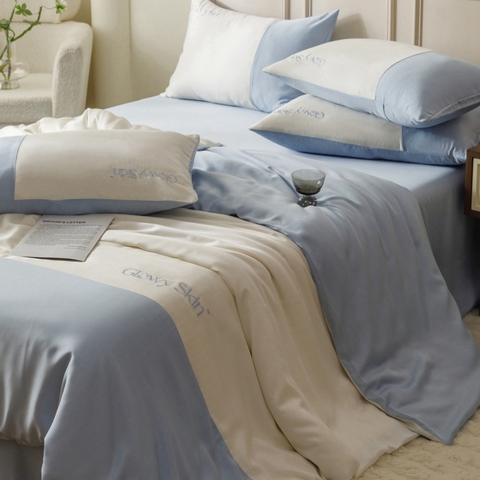 91家纺网 家纺一手货源 找家纺 金奇达2025新款【黛拉】-茧养莱赛尔四件套（标准号全网控价（折后券后）不低于228元） 黛拉-海风蓝