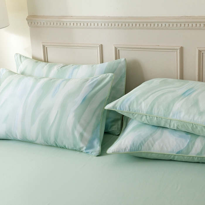 91家纺网 家纺一手货源 找家纺 金奇达2025新款【格林】-轻氧水光莱赛尔四件套（标准号全网控价（折后券后）不低于268元） 格林-水绿