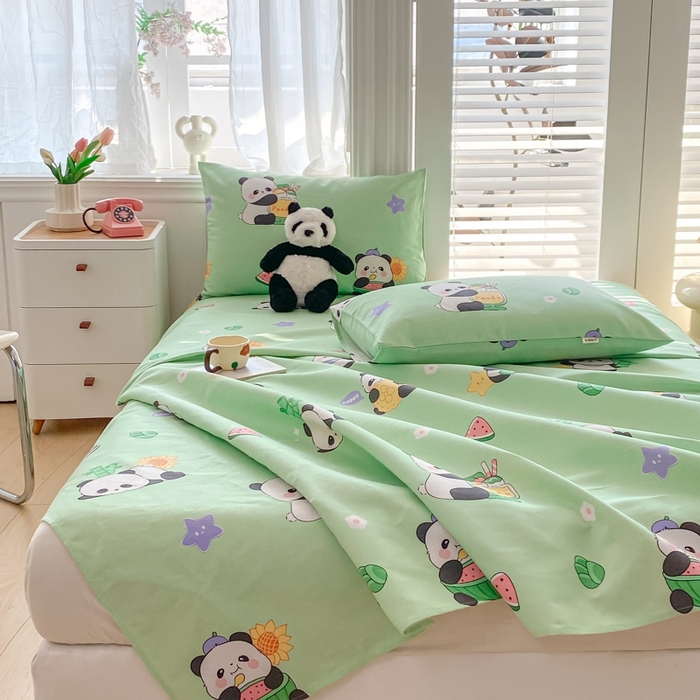 91家纺网 家纺一手货源 找家纺 米柳2025新款原棉老粗布凉席系列 小熊猫